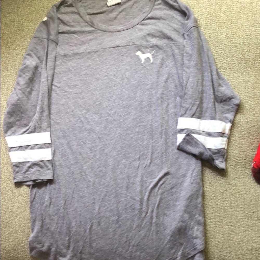 GRAY VS PINK 3/4 sleeve shirt